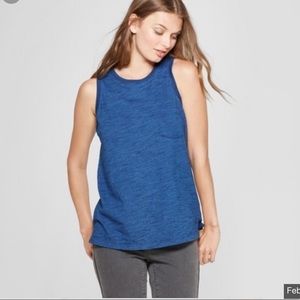 Dark navy tank with front pocket